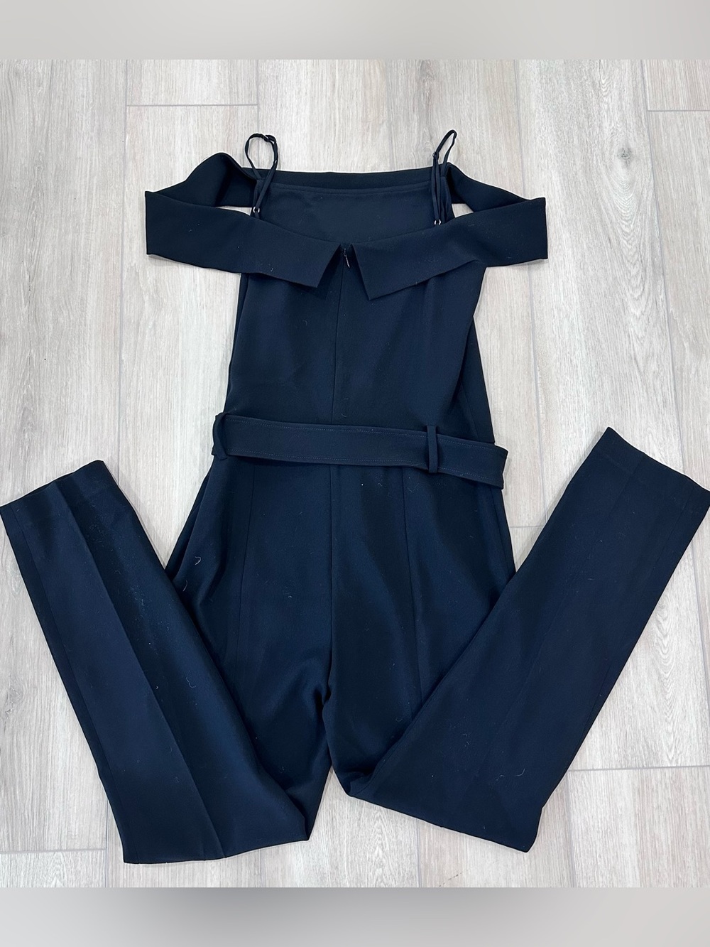 Theory off the shoulder admiral crepe belted jumpsuit black size 6 - Picture 6 of 10